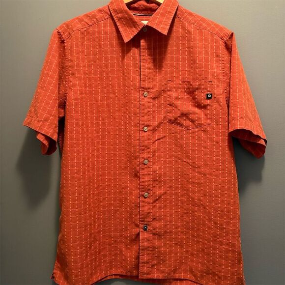 Marmot Men's L Orange Plaid Short Sleeve Button-Up Shirt Casual - Picture 1 of 13